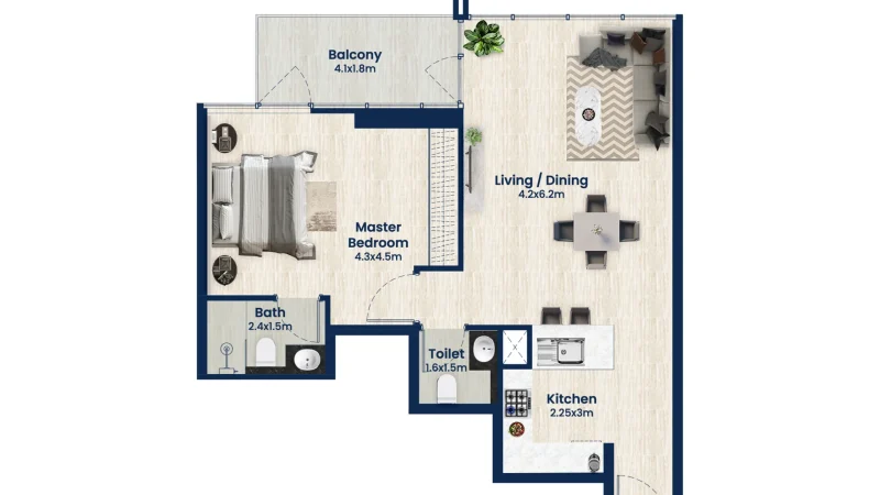 Samha_07_Flat01_OneBedroom